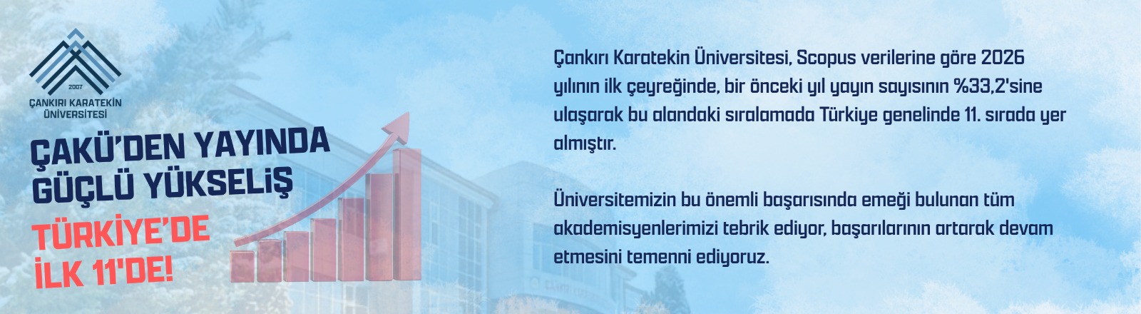 ÇAKÜ’DEN YAYINDA GÜÇLÜ YÜKSELİŞ, TÜRKİYE’DE İLK 11`DE!